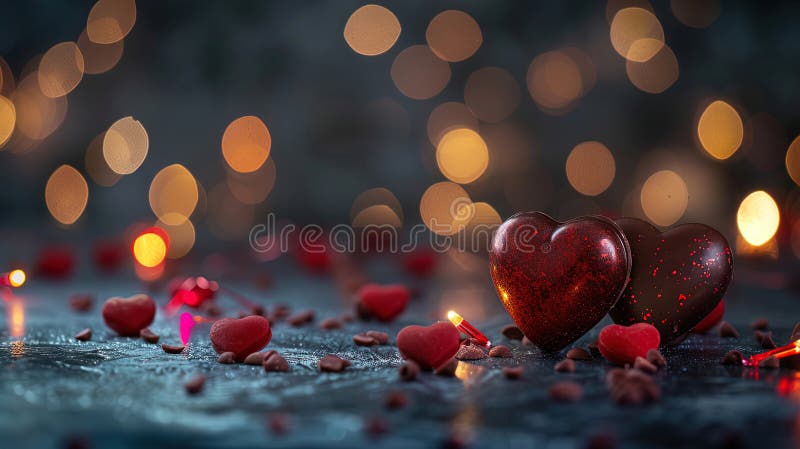 Chocolates en forma de corazón envueltos en una lámina que brilla ilustración del vector