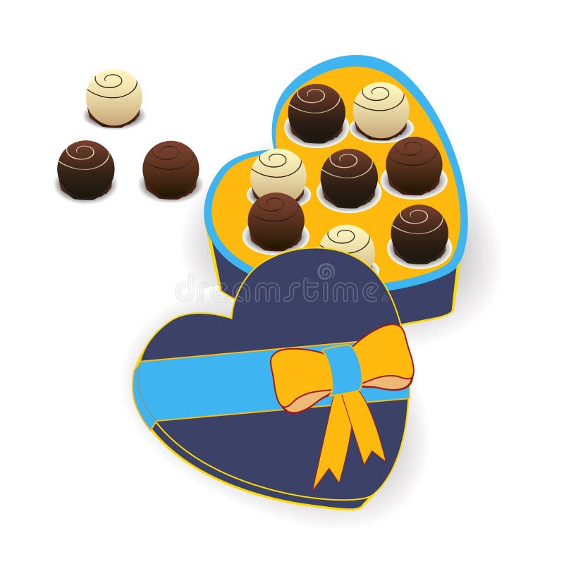 Box of Chocolates in the Shape of a Heart for Valentine`s Day Stock
