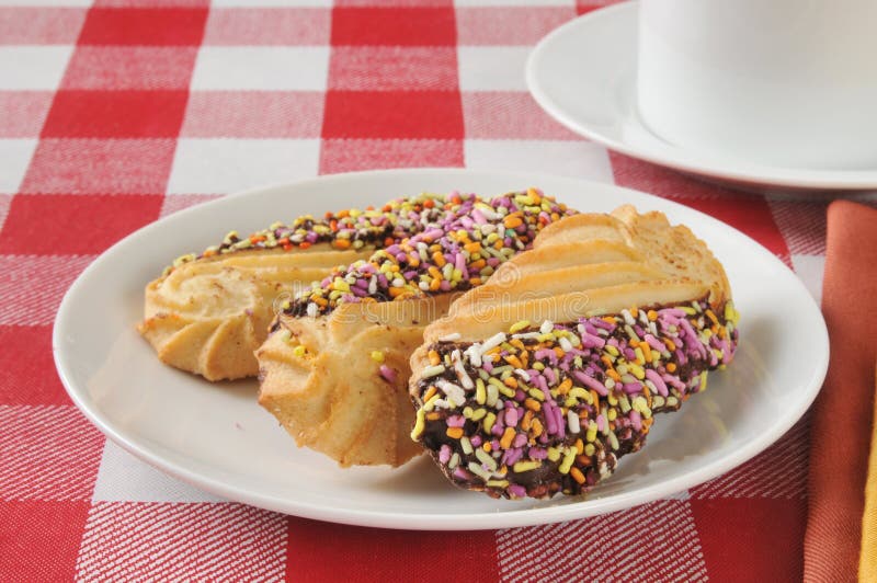 Chocolte zamaczał shortbread ciastka zdjęcia royalty free