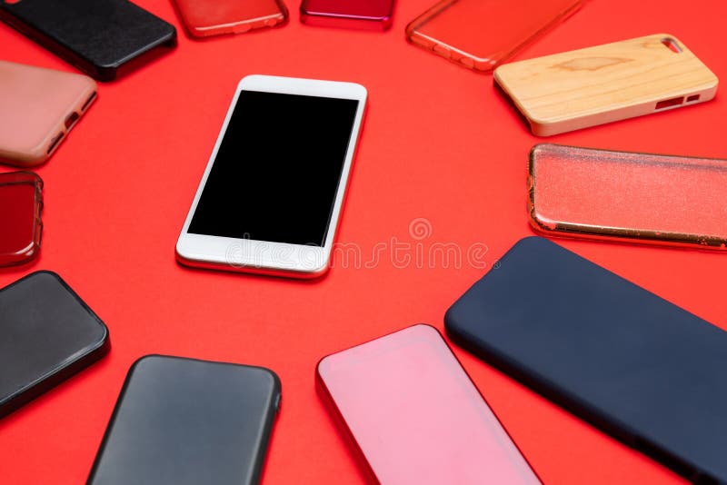Choice of Multicolored Plastic Back Covers for Mobile Phones on Red