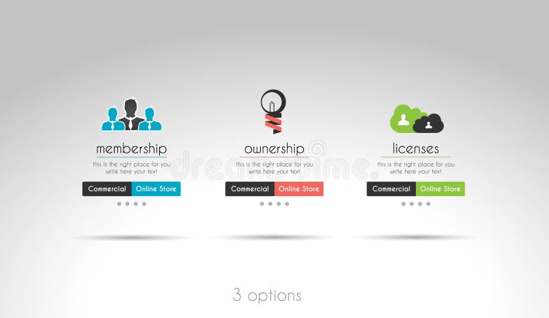 3 choices menu for modern websites royalty free illustration