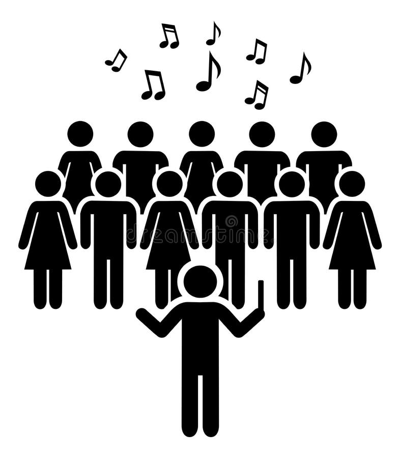 Choirgroep Met Regisseur Zingend Vector Illustratie Illustration of