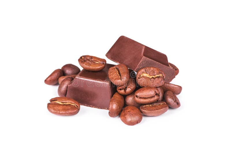 Choklad- och kaffebönor royaltyfri bild