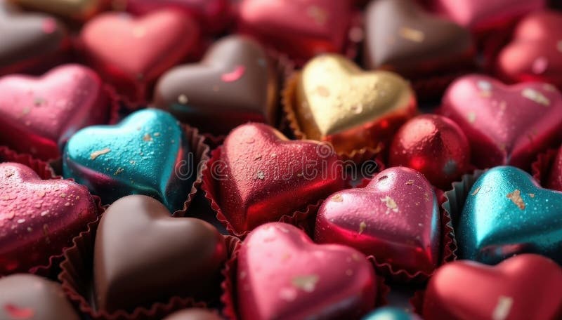 Chokladhjärtan, färgstarka folieomslag tillslutningsguld vektor illustrationer