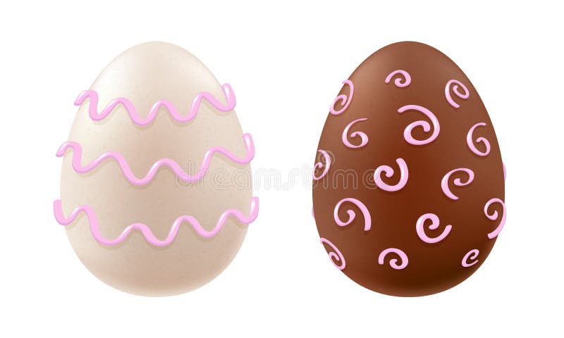 Chokladägg som dekoreras med krullning och vågor stock illustrationer Chokladägg som dekoreras med krullning och vågor stock illustrationer