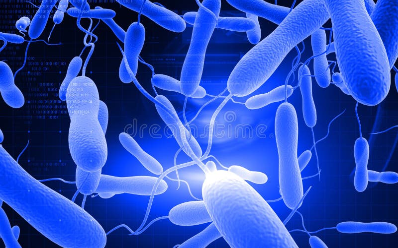 Digital illustration of cholera bacteria in colour background. Digital illustration of cholera bacteria in colour background