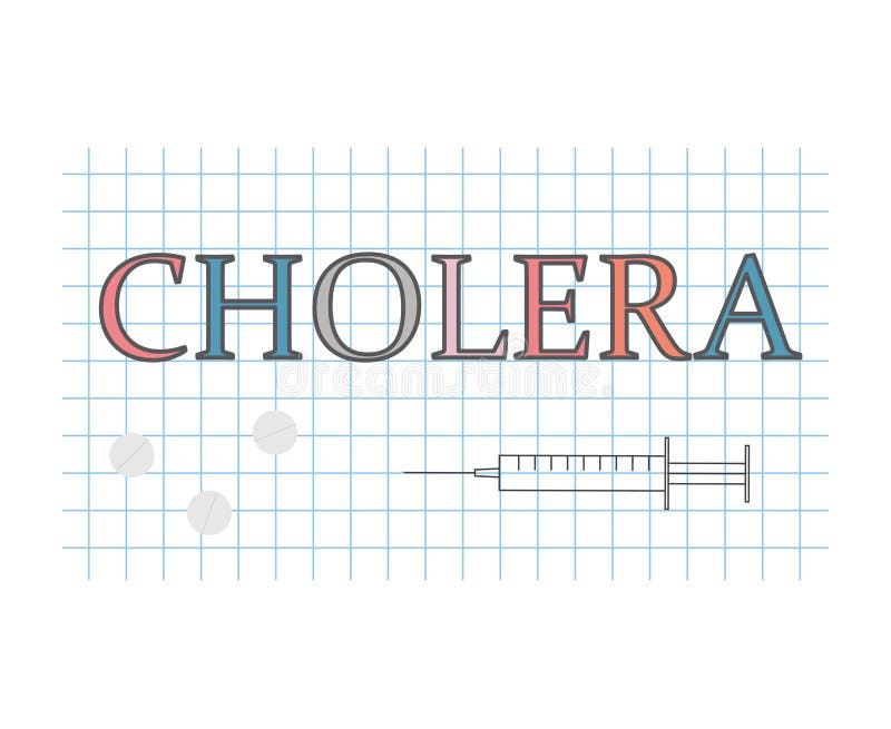 Cholera word on checkered paper sheet- vector illustration. Cholera word on checkered paper sheet- vector illustration