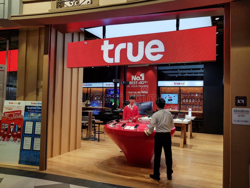 Chon Buri, Thailand - December 21, 2018: True move shop service to customers and people, Terminal 21 Pattaya branch. True stock image Chon Buri, Thailand - December 21, 2018: True move shop service to customers and people, Terminal 21 Pattaya branch. True stock image