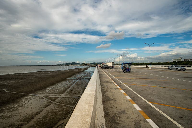 Chonburi, Thailand - July 2019 :Chon Buri bridge Chon Ra Mak Vi Tee Bridge stock photo Chonburi, Thailand - July 2019 :Chon Buri bridge Chon Ra Mak Vi Tee Bridge stock photo
