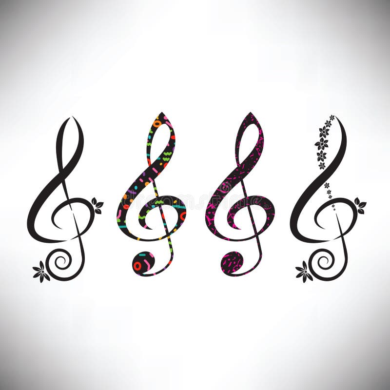 Choose from four assorted decorative G clefs vector illustration
