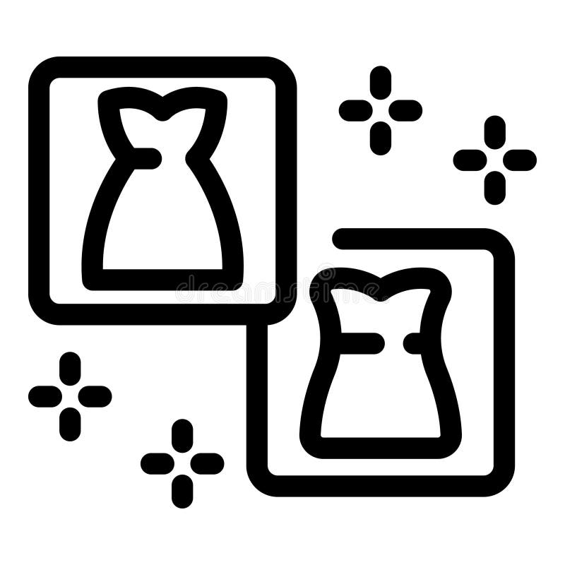 Choosing Perfect Dress Online Shopping App Icon with Two Dresses Stock