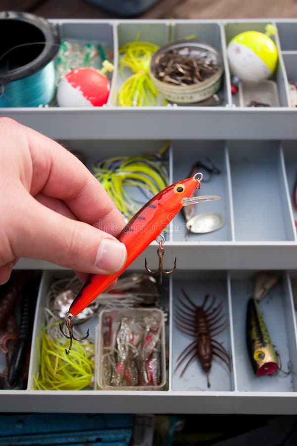 Choosing the Right Fishing Lure royalty free stock photography Choosing the Right Fishing Lure royalty free stock photography