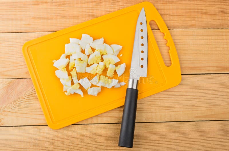 Boiled Eggs Knife Plastic Chopping Board Table Stock Photos Free