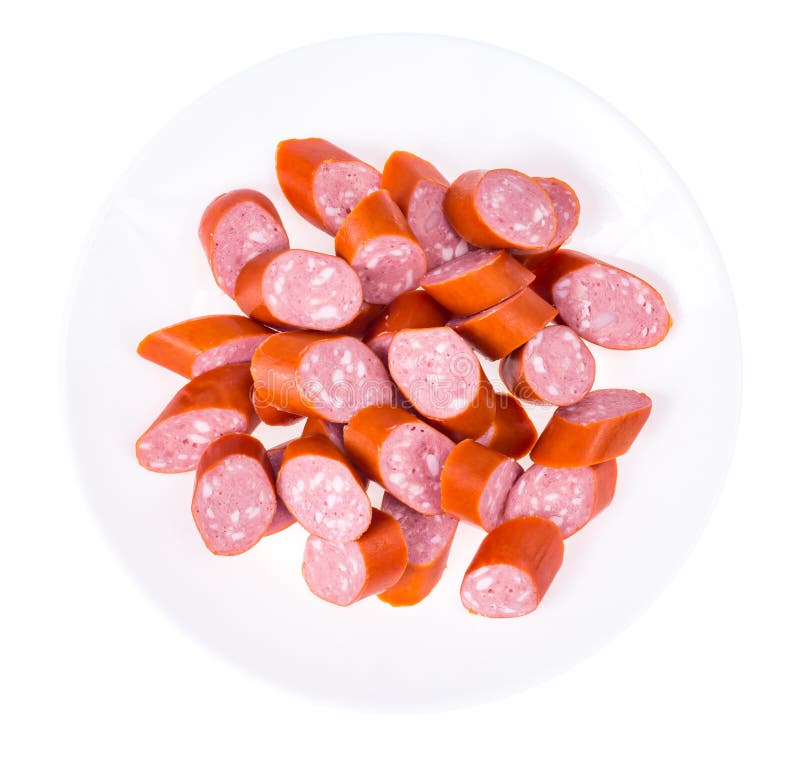 Chopped Sausage Lie on Plate Stock Image Image of delicatessen