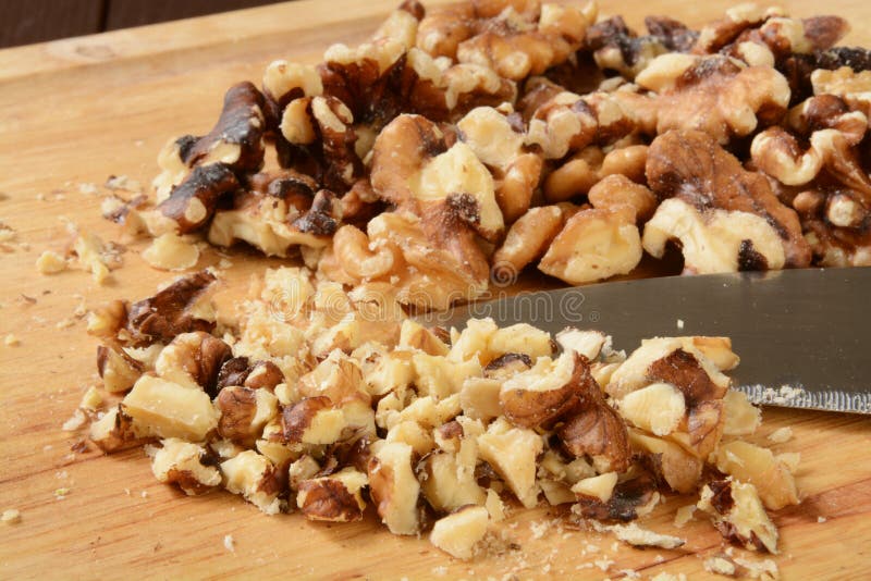 Chopped walnuts stock photo. Image of cutting, horizontal 49037252