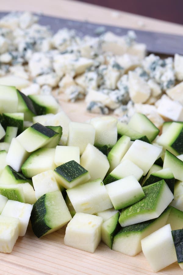 Chopped Zucchini and Blue Cheese Stock Image Image of prepare, chop