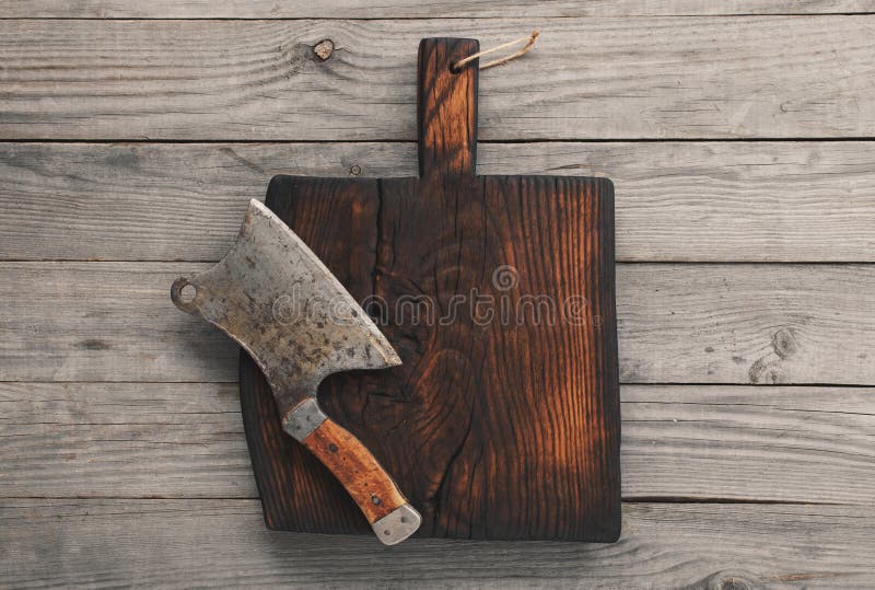 Chopping Board Block And Meat Cleaver Stock Photo - Download Image Now -  Cutting Board, Butcher, Kitchen Knife - iStock