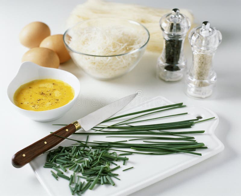 Chopping the chives stock photo. Image of rice, chopped 23705872