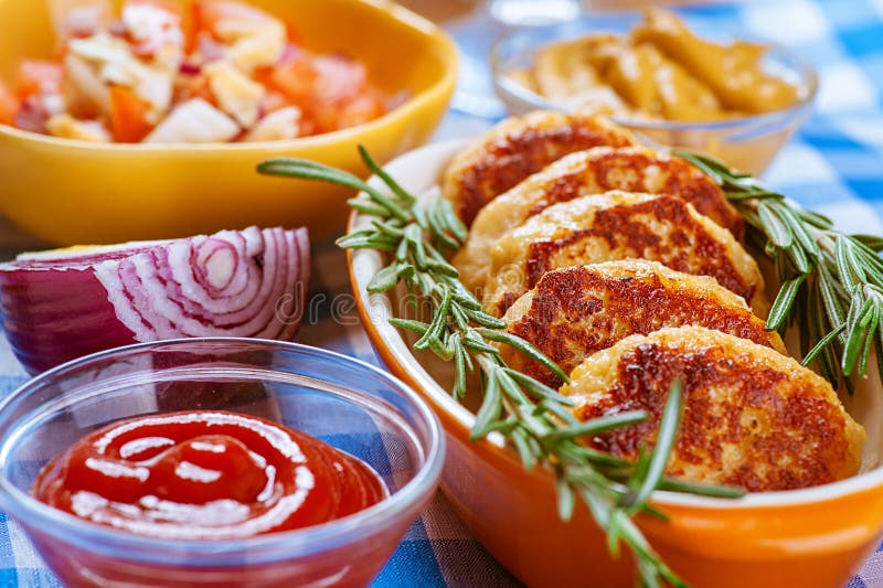 Chops Ketchup Onion Mustard Salad Stock Photos Free & RoyaltyFree