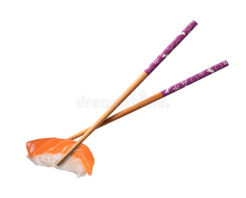 Chopsticks Holding a Piece of Sushi Stock Photo Image of oriental