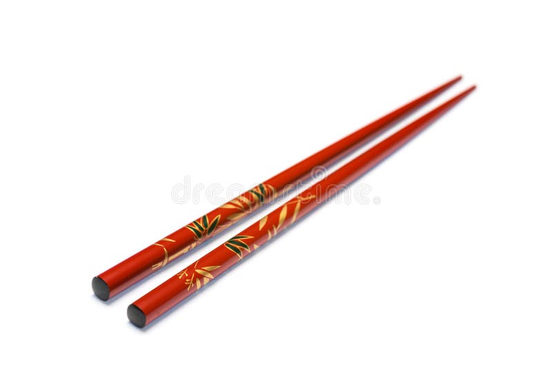 Chopsticks on white background with selective focus