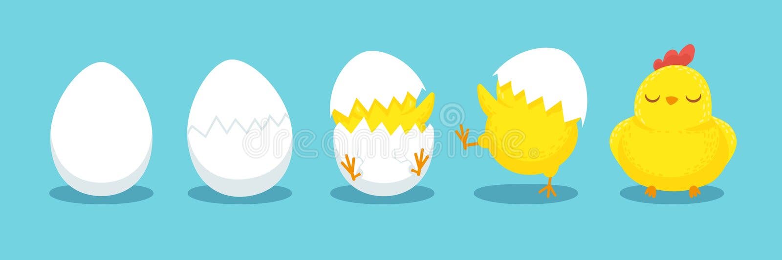 Choque da galinha Ovo rachado do pintainho, ovos do portal e ilustração chocada do vetor dos desenhos animados dos pintainhos de Choque da galinha Ovo rachado do pintainho, ovos do portal e ilustração chocada do vetor dos desenhos animados dos pintainhos de