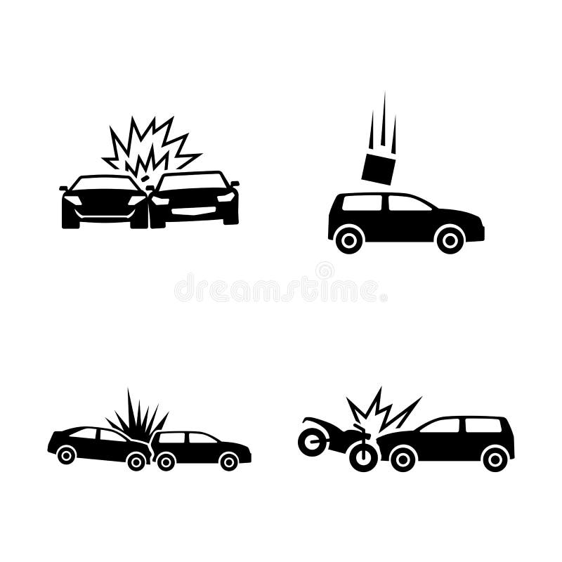 Choque de carro Ícones relacionados simples do vetor ilustração stock Choque de carro Ícones relacionados simples do vetor ilustração stock