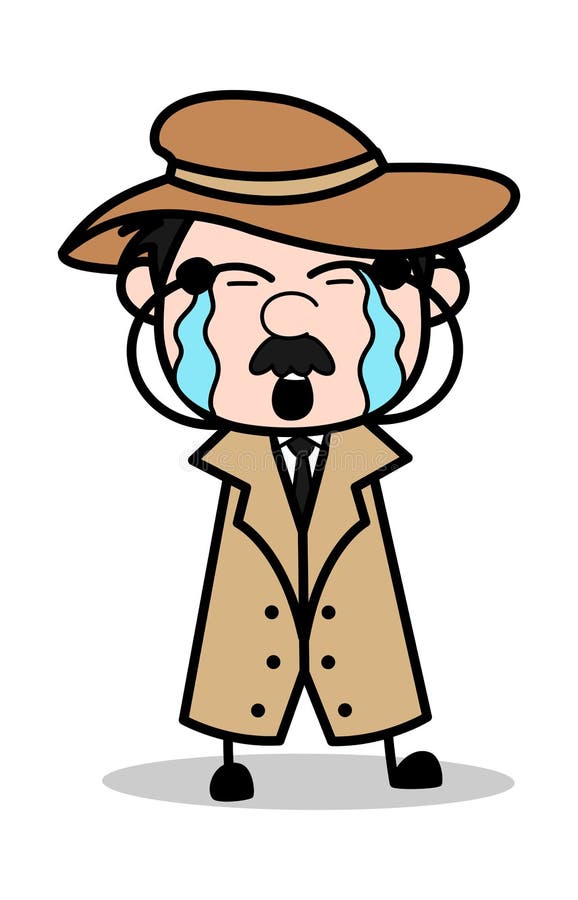 Chorar - detetive retro Vetora Illustration do agente de polícia dos desenhos animados ilustração royalty free Chorar - detetive retro Vetora Illustration do agente de polícia dos desenhos animados ilustração royalty free