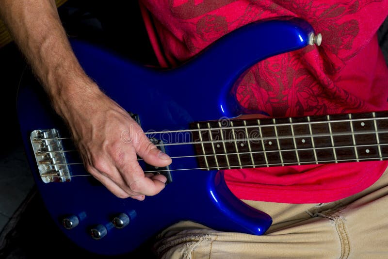 Electric 4 String Bass Guitar on Stand Stock Image Image of ready
