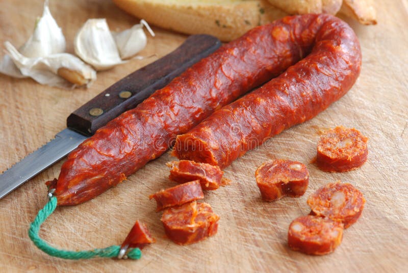 Chorizo with garlic bread