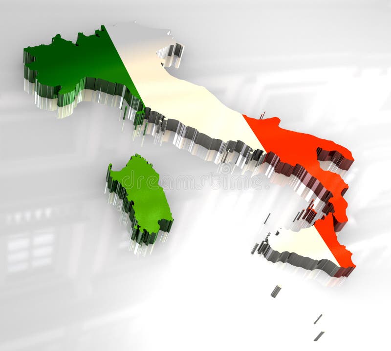 chorągwiana 3d mapa Italy ilustracji chorągwiana 3d mapa Italy ilustracji