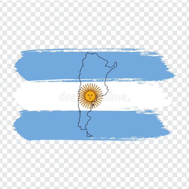 Chorągwiany Argentyna od muśnięć uderzeń Argentyna i Pustej mapy Wysokiej jakości mapa Argentyna i flaga na przejrzystym tle ilustracji