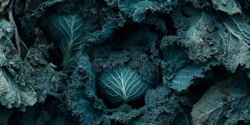 Chou de Savoie Vert foncé FermerHaut de feuilles de texture complexe Résumé Contexte naturel. Chou de Savoie Vert foncé FermerHaut de feuilles texturées complexes Résumé Contexte naturel Généré par AI
