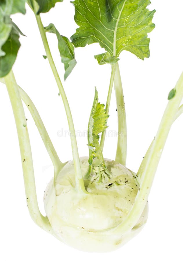 Chou-rave frais d'isolement sur le blanc images stock