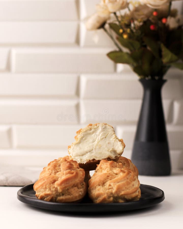 Choux or Soes With Diplomat Cream, Delicious Baked Goood. Choux or Soes With Diplomat Cream, Delicious Baked Goood