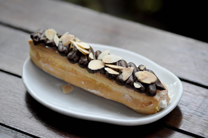 Choux Pastry with Chocolate Topping or Eclair Stock Photo Image of