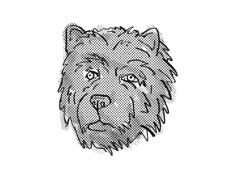 Chow Chow Dog Breed Cartoon Retro Drawing