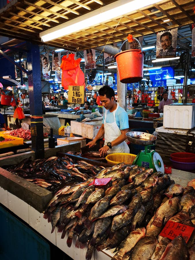 Chow kit wet market Kuala Lumpur Malaysia. Fresh fish section .
