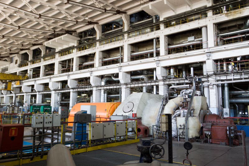 CHP station engine room stock photo. Image of pollution 26778098