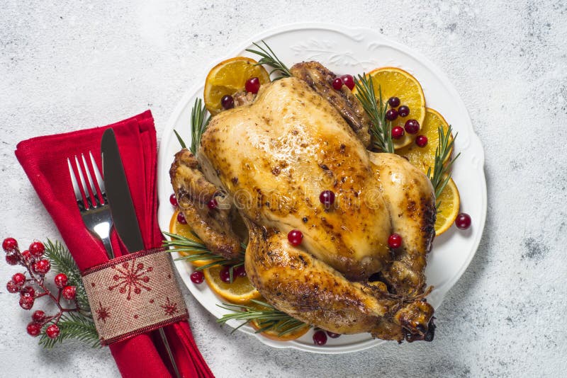Chrismas Chicken Baked with Cranberry, Orange and Rosemary. Christmas ...