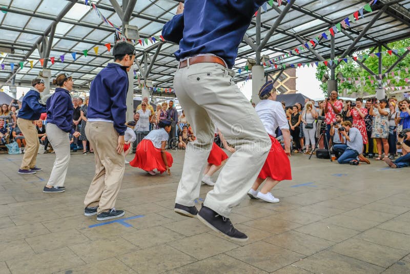 Chrisp Street, London, UK - July 16, 2017: Dance demonstration a