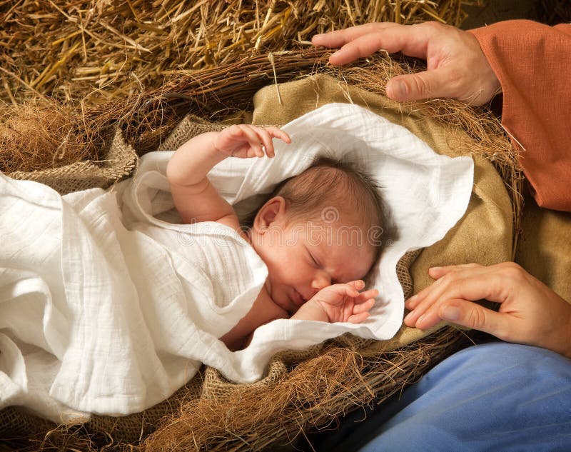 20días viejo un nino durmiendo en nacimiento Escena de Navidad.