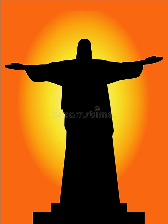 Christ the Redeemer Statue with Brazil Flag Editorial Stock Photo