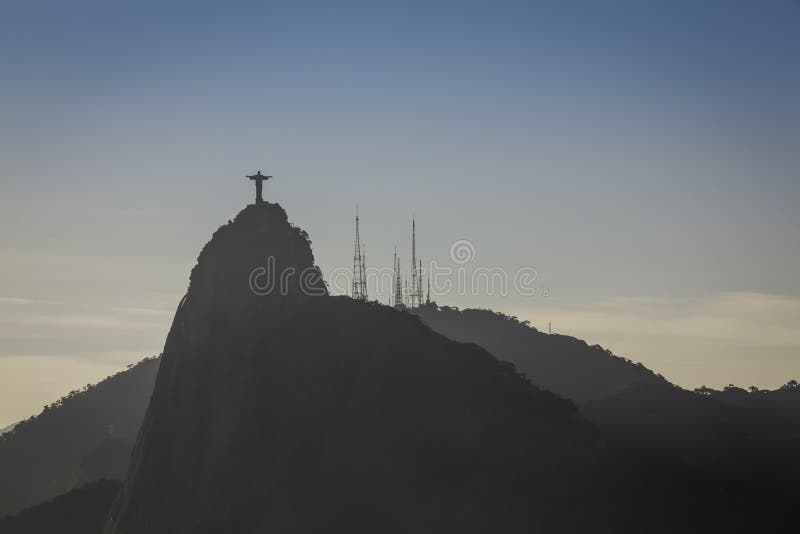 Christ the Redeemer at sunset in Rio de Janeiro stock photography Christ the Redeemer at sunset in Rio de Janeiro stock photography