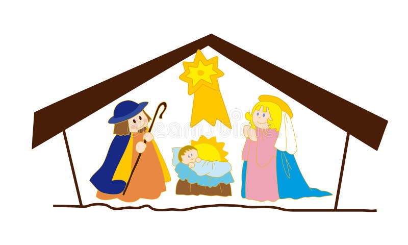 Nativity Christmas Silhouette/eps Stock Vector - Illustration of scene ...