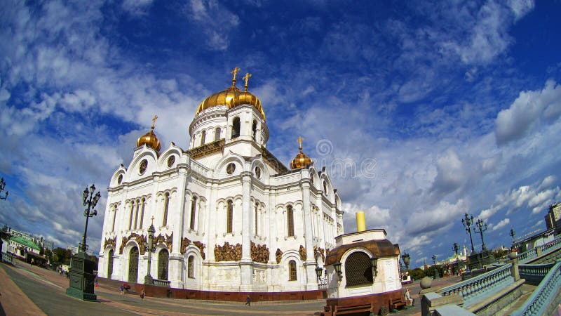 Christ the saviour cathedral against blue sky , Moscow, Russia