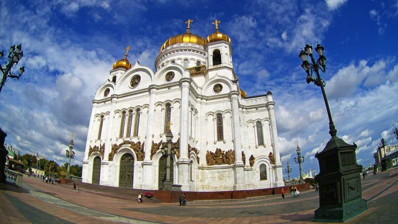 Christ the saviour cathedral against blue sky , Moscow, Russia