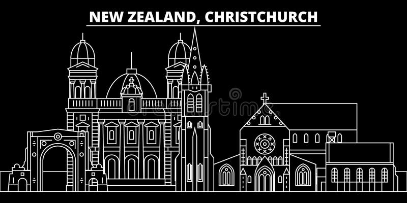 Christchurch Silhouette Skyline. New Zealand - Christchurch Vector City