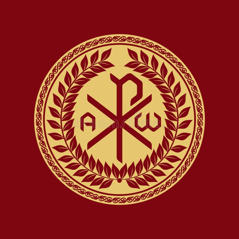 Alpha En Omega Bijbel Christelijke Illustratie. Monogram Jesus Christ Chrismon. Gouden