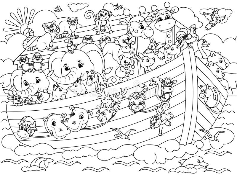Noah Ark Coloring Stock Illustrations – 13 Noah Ark Coloring Stock ...
